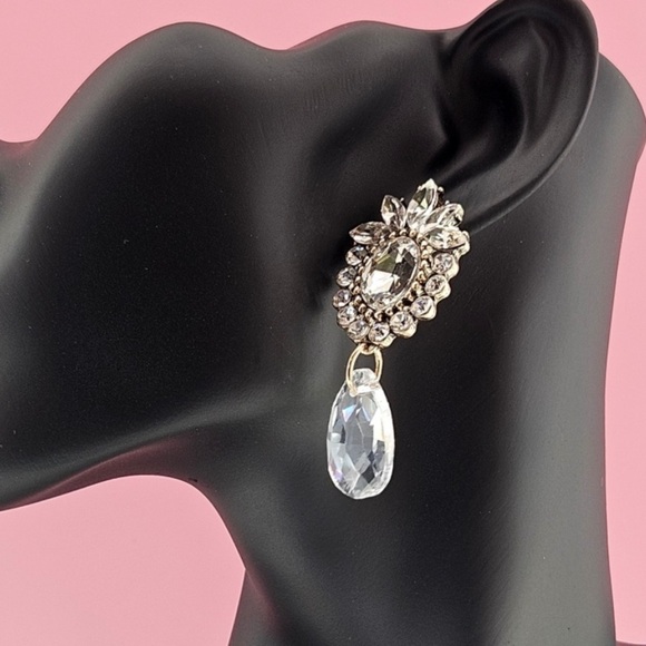 Kenneth Jay Lane Earrings Gold Tone Crystal Drop Earrings Formal Evenings - Picture 2 of 2